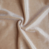 Solid Velvet Zipper Coat And Pants Two Piece Sets SH-390241