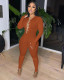 Sexy Long Sleeve Hollow Out Chain Slim Jumpsuit YD-8551