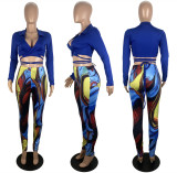 Sexy Long Sleeve Printed Pants Two Piece Sets LSL-6483