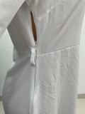 Solid Long Sleeve Sashes Maxi Shirt Dress XYKF-9301