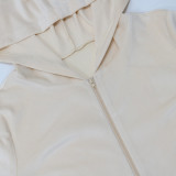 Solid Hooded Long Sleeve Zipper Jumpsuit CYA-9411