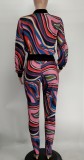 Casual Printed Zipper Jacket And Pants 2 Piece Sets XMY-9337