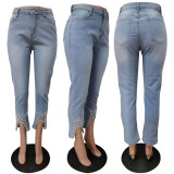 Denim Mid Waist Skinny Jeans Pants LSD-9070-2