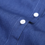 Blue Long Sleeve Slim-Waist Shirt Dress JZHF-8006