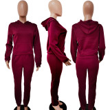 Casual Solid Hoodies Pants Two Piece Sets LSD-90355