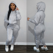 Casual Solid Hoodies Pants Two Piece Sets LSD-90355