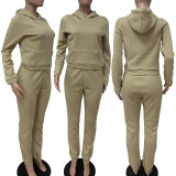 Casual Solid Hoodies Pants Two Piece Sets LSD-90355