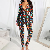 Cartoon Print Open Crotch Sleepwear With Butt Flap Onesies YNB-7240