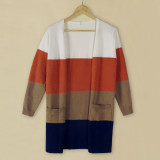 Knitted Striped Long Sleeve Sweatwer Cardigan FSXF-F332