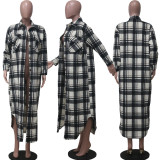 Plaid Woolen Full Sleeve Long Coat YS-8847