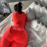 Letter Embroidery Function Buttoned Butt Flap Onesies Jumpsuit ME-Q759