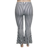 Plus Size Houndstooth Print Flared Pants ONY-5113
