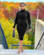 Black Ribbed Turtleneck Long Sleeve Sashes Midi Dress BGN-221