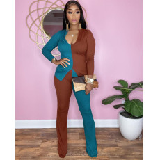 Contrast Color Long Sleeve Two Piece Pants Set CY-6557-1