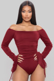 Sexy Ruched Off Shoulder Bodysuit MZ-2695