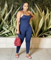 Solid Sexy Backless Bandage Sling Jumpsuit HMS-5527