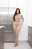 Solid Hooded Zipper Crop Top Stacked Pants 2 Piece Sets FSL-185
