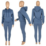 Solid Plush Hoodie Top And Pants 2 Piece Suits CH-8197