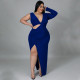 Plus Size Sexy One Shoulder Hollow Maxi Dress NNWF-7424