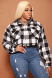 Plaid Long Sleeve Hole Shirt Top YH-5249