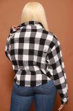 Plaid Long Sleeve Hole Shirt Top YH-5249