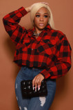 Plaid Long Sleeve Hole Shirt Top YH-5249