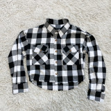 Plaid Long Sleeve Hole Shirt Top YH-5249