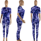 Camo Print T Shirt And Pants Two Piece Sets NYMF-CL109