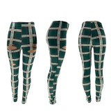 Casual Plaid Print Hole Skinny Pants NYMF-K09