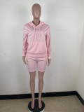 Solid Hoodies And Shorts Two Piece Sets MX-9129