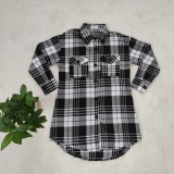 Plaid Long Sleeve Loose Shirt Top CY-6586