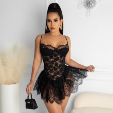 Sexy Lace Spaghetti Strap Night Club Dress YIS-E538