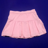 Solid Sleeveless Tank Top Pleated Mini Skirt 2 Piece Sets MEI-9229