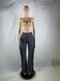 Solid Sexy Tassel Skinny Flared Pants SMD-82088