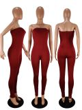 Solid Strapless Skinny One Piece Jumpsuits WSM-5162
