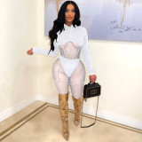 Sexy Mesh See Through Hooded Two Piece Pants Set BN-9318