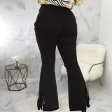 Plus Size Denim Ripped Hole Tassel Flared Jeans HSF-HSF2591