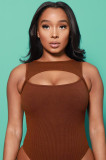 Sexy Solid Sleeveless Hollow Out Bodysuit ME-8015