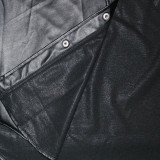 Black PU Leather Full Sleeve Belted Coat SH-390264
