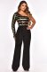 Sexy One Shoulder Sequin Patchwork Sashes Jumpsuit OSM-3331