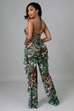 Sexy Printed Bra Top+Underpants+Ruffle Pants 3 Piece Sets LSL-0007