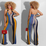 Colorful Stripe Halter Sexy Jumpsuit XYMF-88055