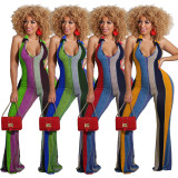 Colorful Stripe Halter Sexy Jumpsuit XYMF-88055