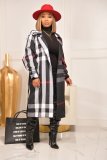 Casual Plaid Full Sleeve Sashes Long Coat JCF-7082