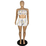 Sexy Printed Tube Top And Shorts 2 Piece Sets LINW-9334