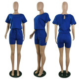 Solid Short Sleeve Casual Romper PIN-8667