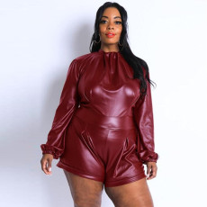 Plus Size Sexy Backless Long Sleeve Romper NY-2303