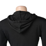Black Mesh Hooded Long Sleeve Bodysuit+Pants 2 Piece Sets NY-2307
