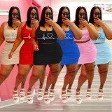 Plus Size Sports Tank Top Mini Skirt 2 Piece Sets WAF-721180