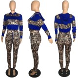 Leopard Patchwork Hooded Long Sleeve 2 Piece Sets YYF-6636